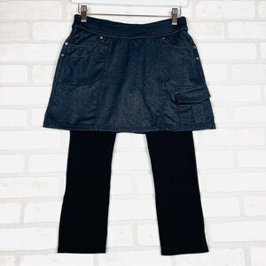 Athleta Denim Bettona Classic Mini Skirt 2 in 1 skirted Tight leggings Size‎ XS